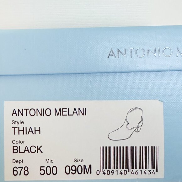 Antonio Melani Black Suede Booties Women’s 9 Almond Toe Block Heel Ankle - Picture 8 of 9